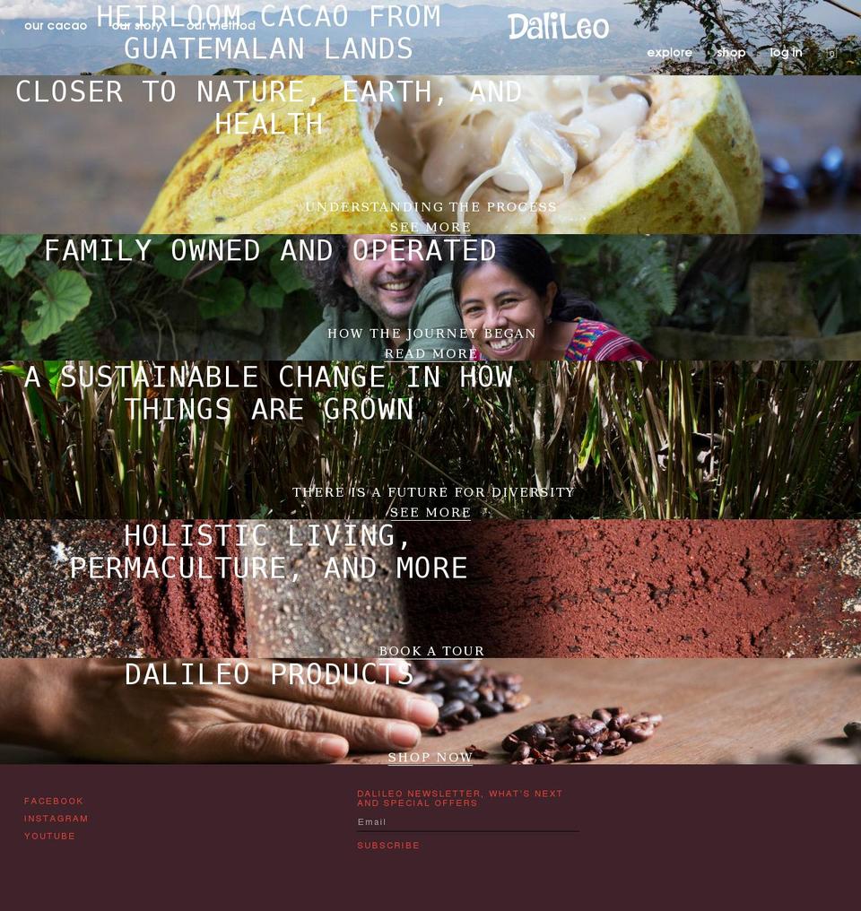 dalileocacao.com shopify website screenshot