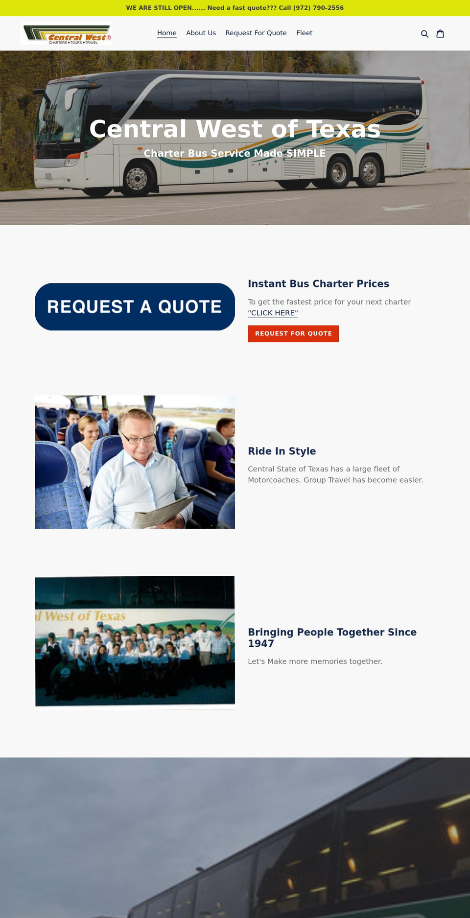 dallasbusrentals.com shopify website screenshot