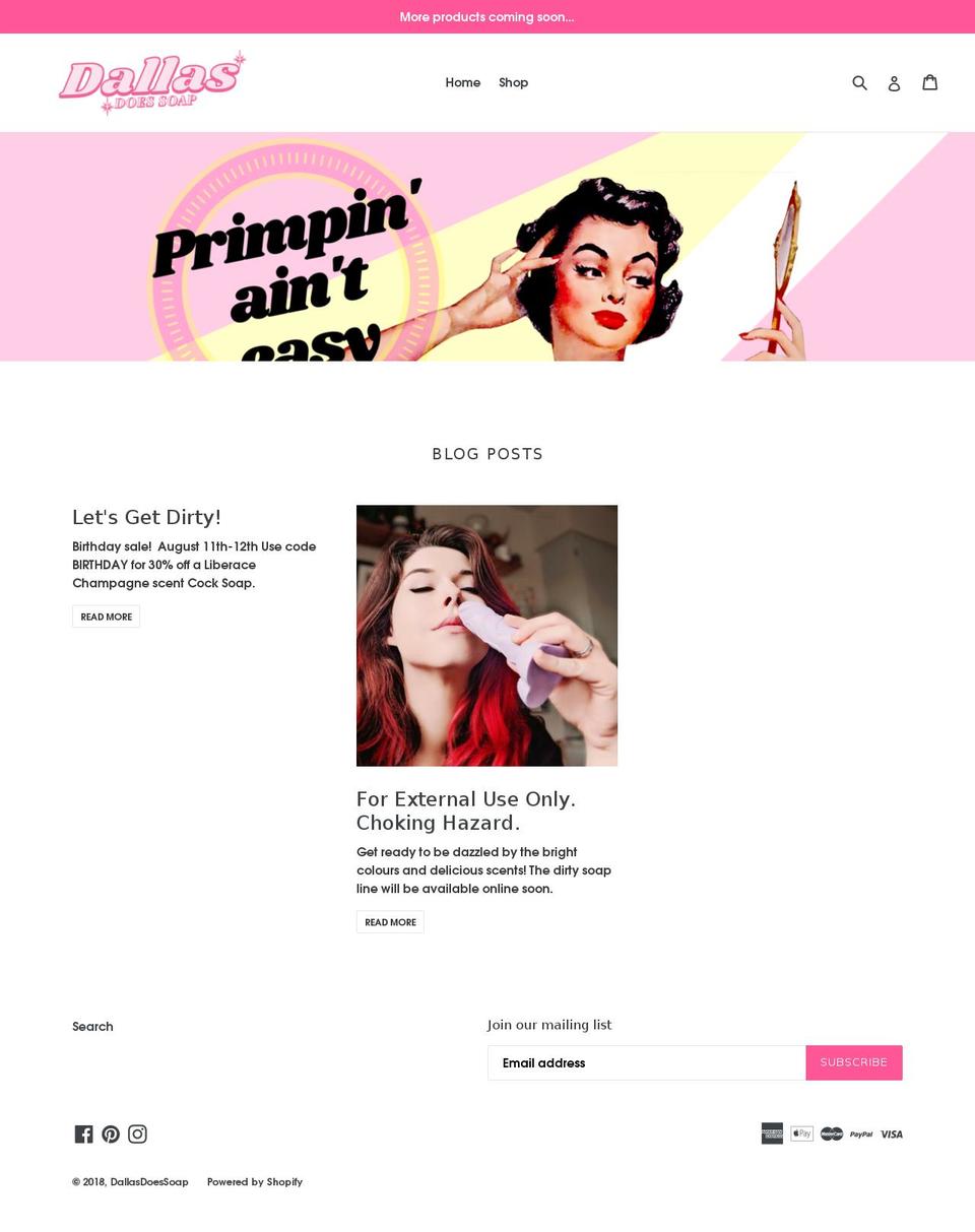 dallasdoessoap.com — Shopify storefront screenshot