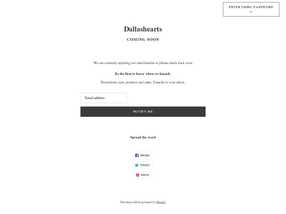 dallashearts.com shopify website screenshot