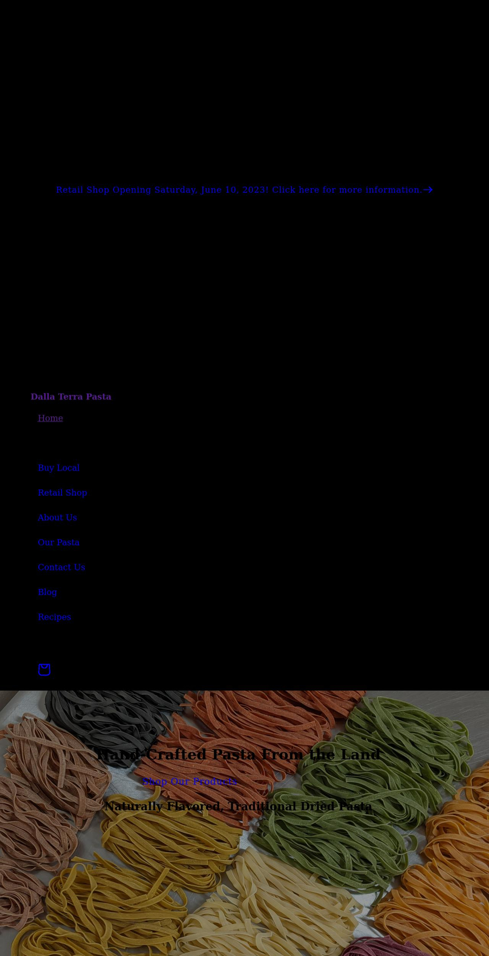 dallaterrapasta.com shopify website screenshot