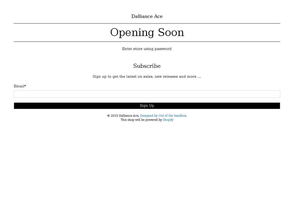 dalliance-ace.com shopify website screenshot