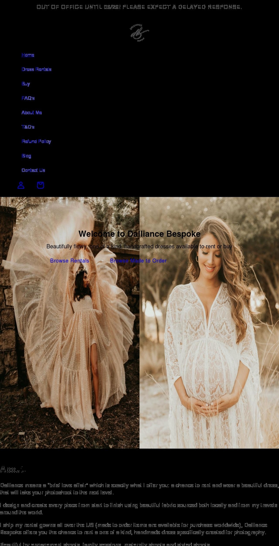 dalliancebespoke.com shopify website screenshot