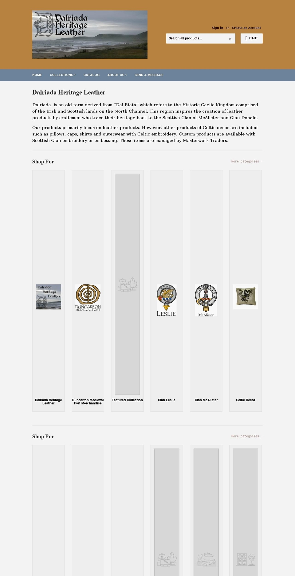 dalriadaheritageleather.com shopify website screenshot