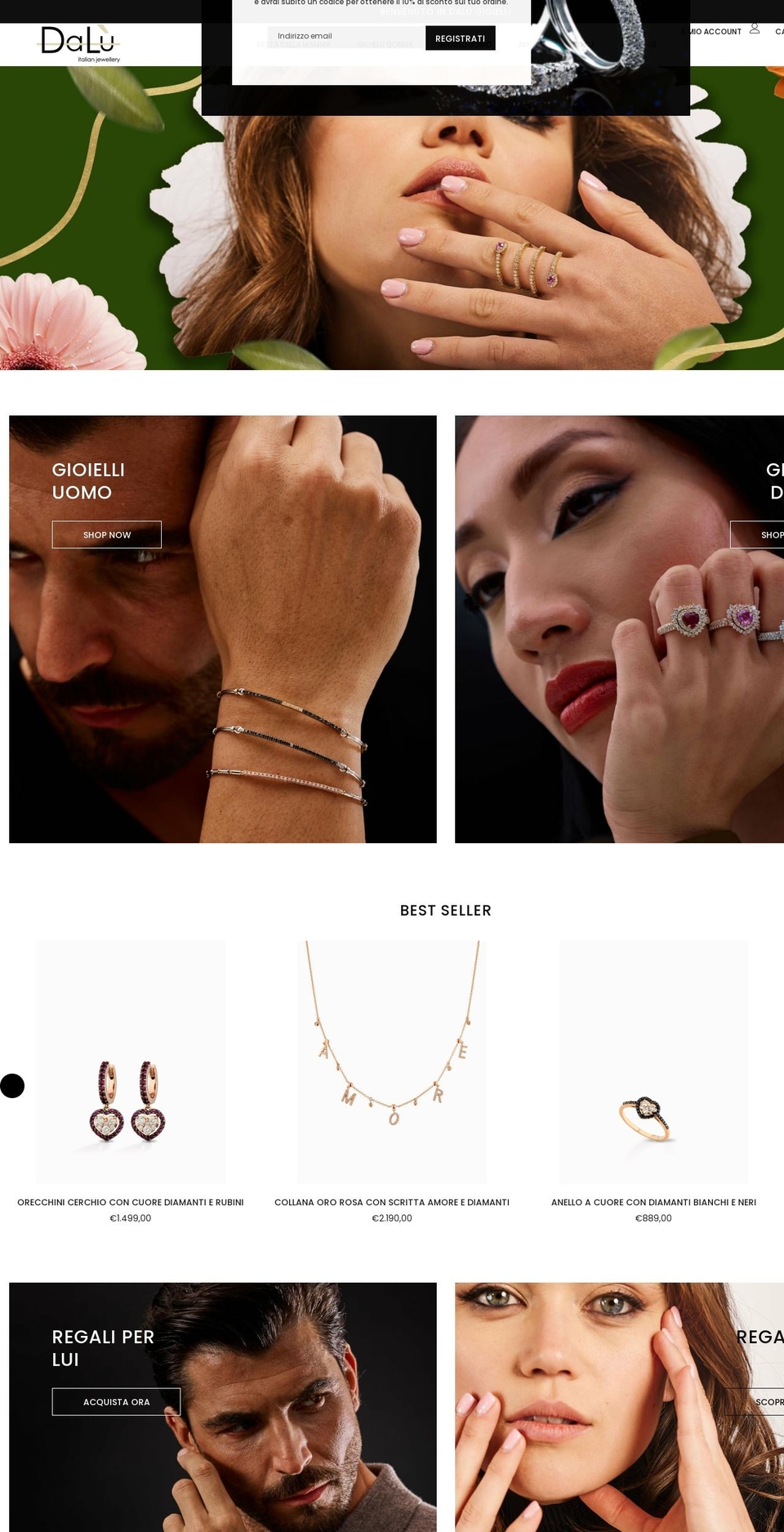 dalugioielli.it shopify website screenshot