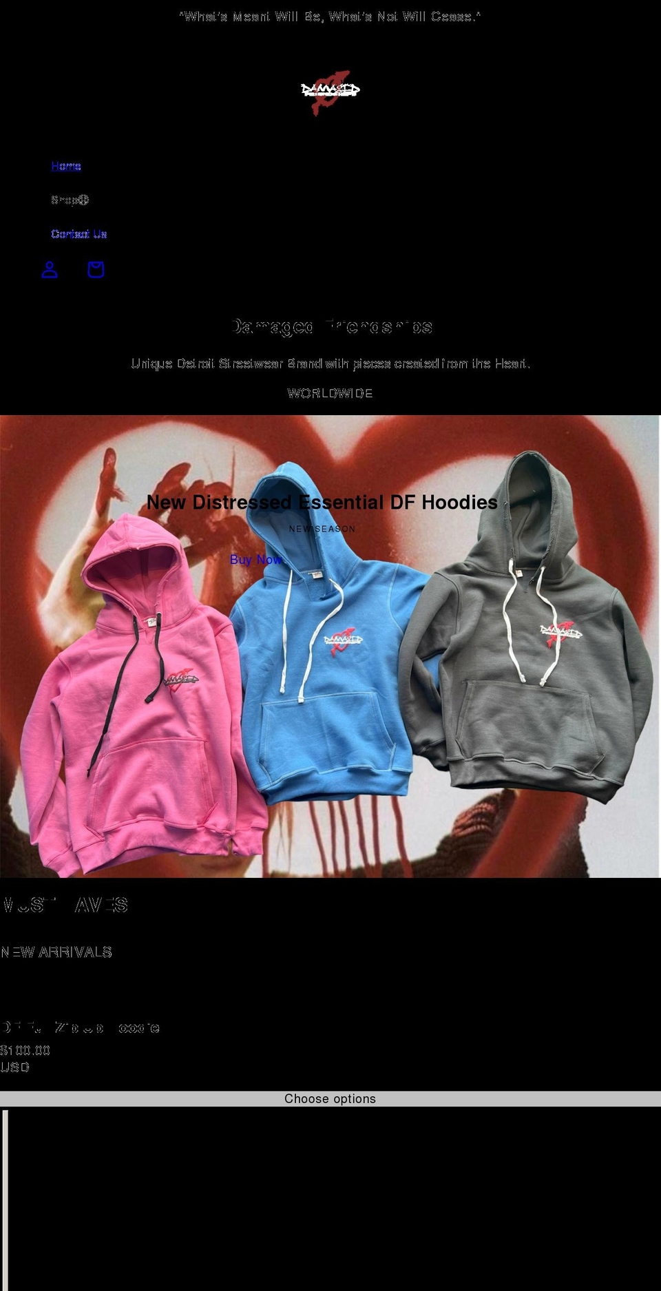 damagedfriendships.com shopify website screenshot