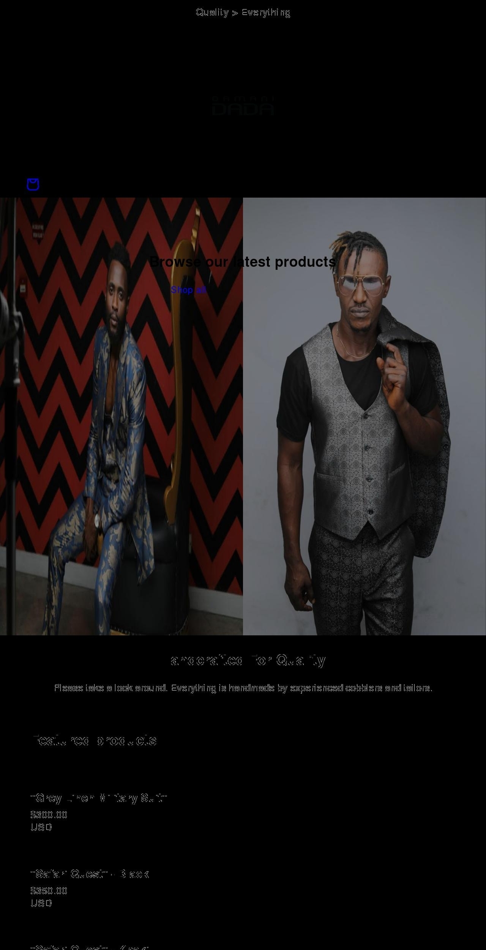 damanidada.com shopify website screenshot