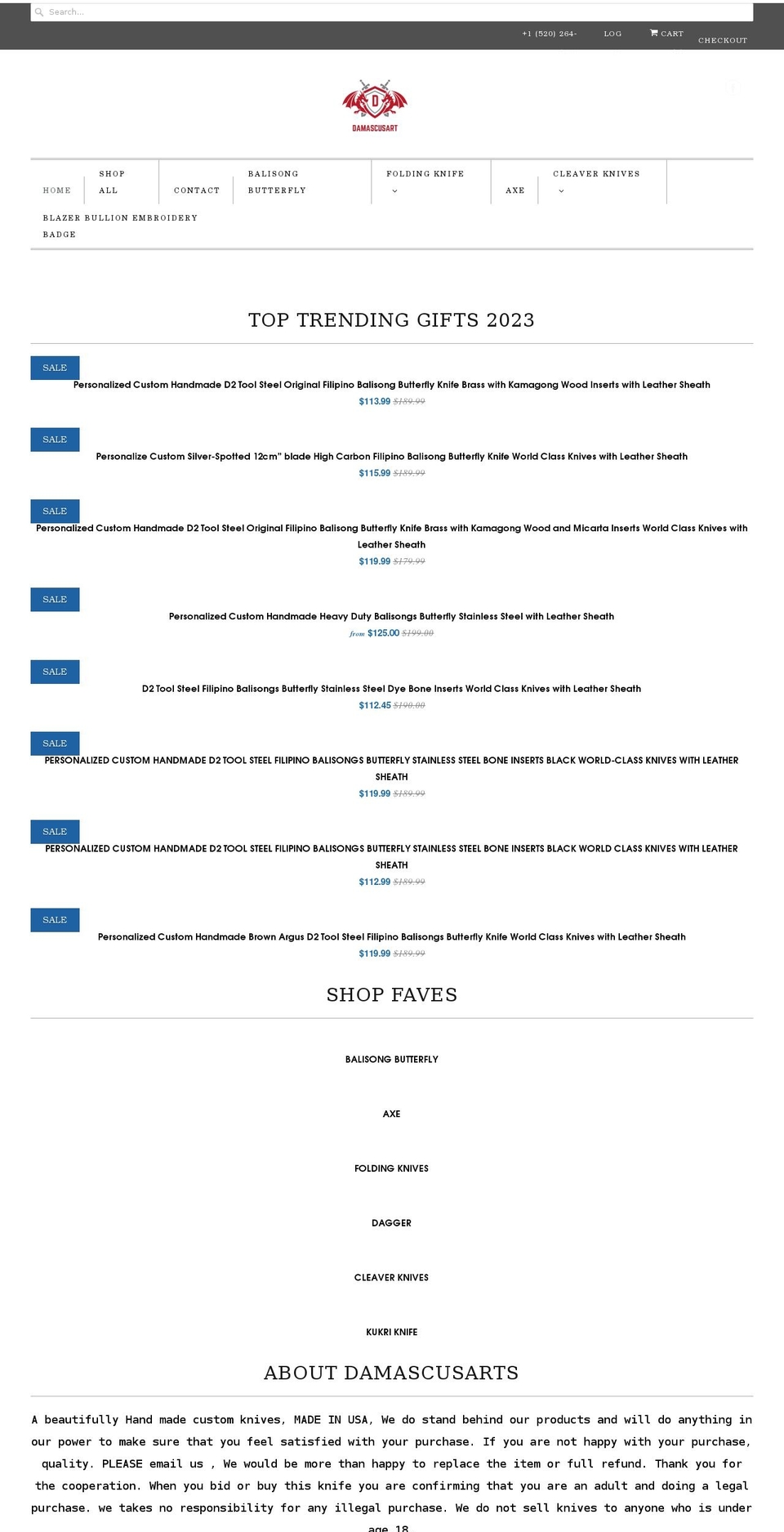 damascusarts.com shopify website screenshot