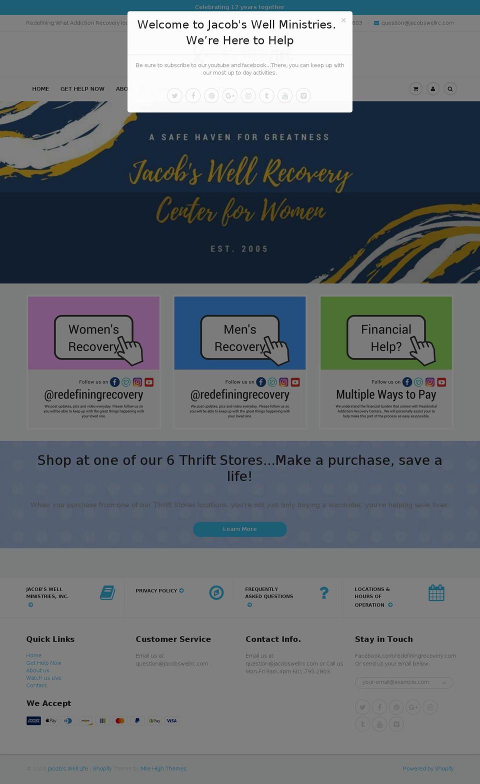 damascusroadrecoverycenter.com — Shopify storefront screenshot