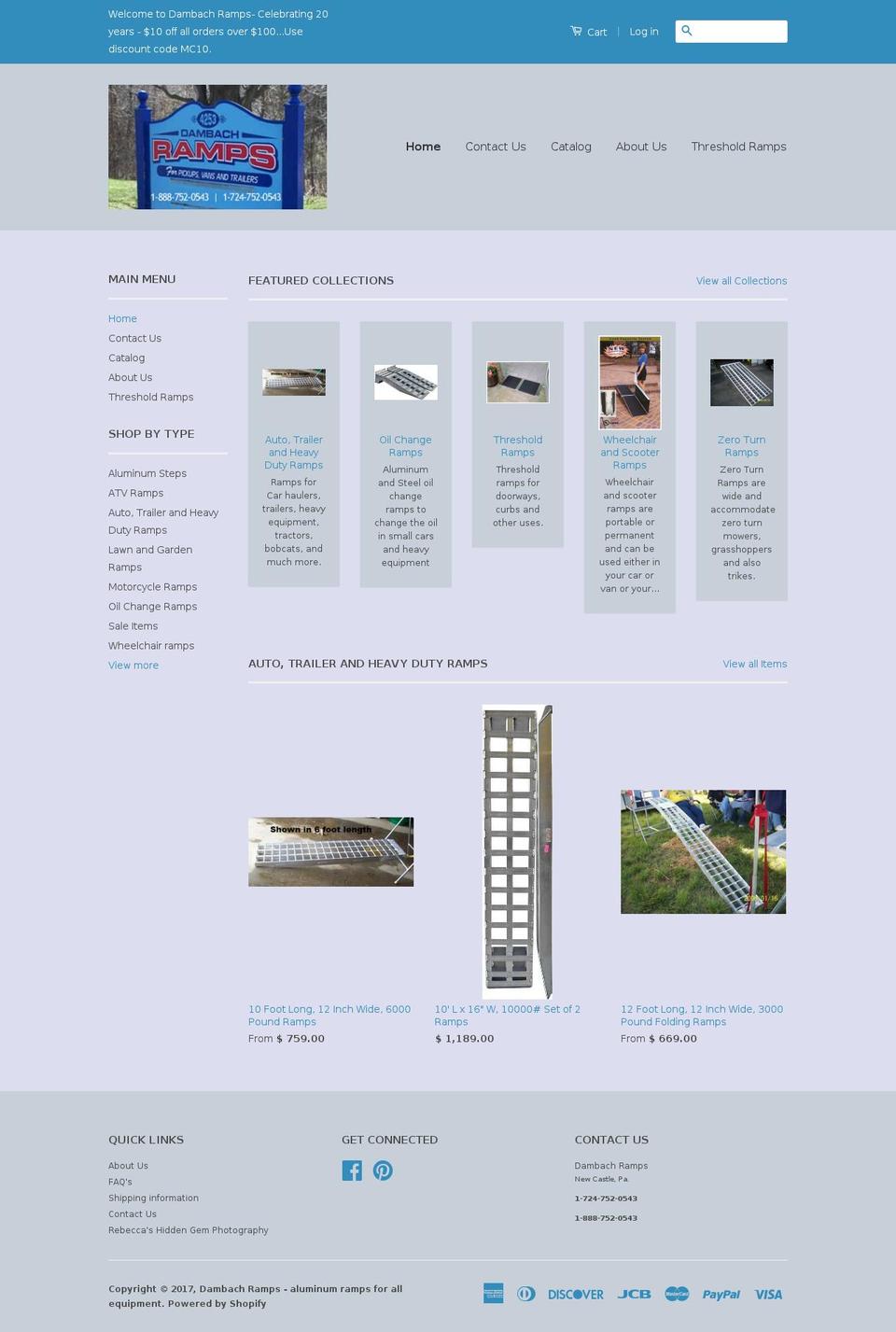 dambachramps.com shopify website screenshot