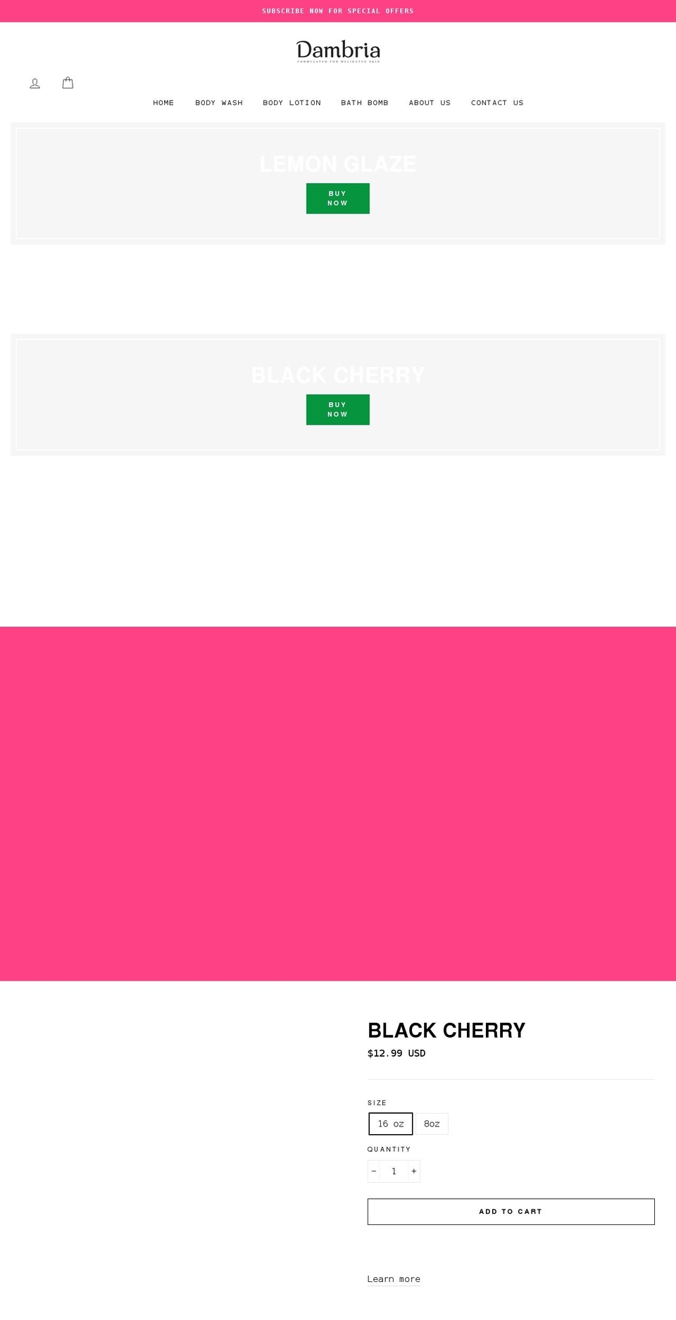 dambria.com shopify website screenshot