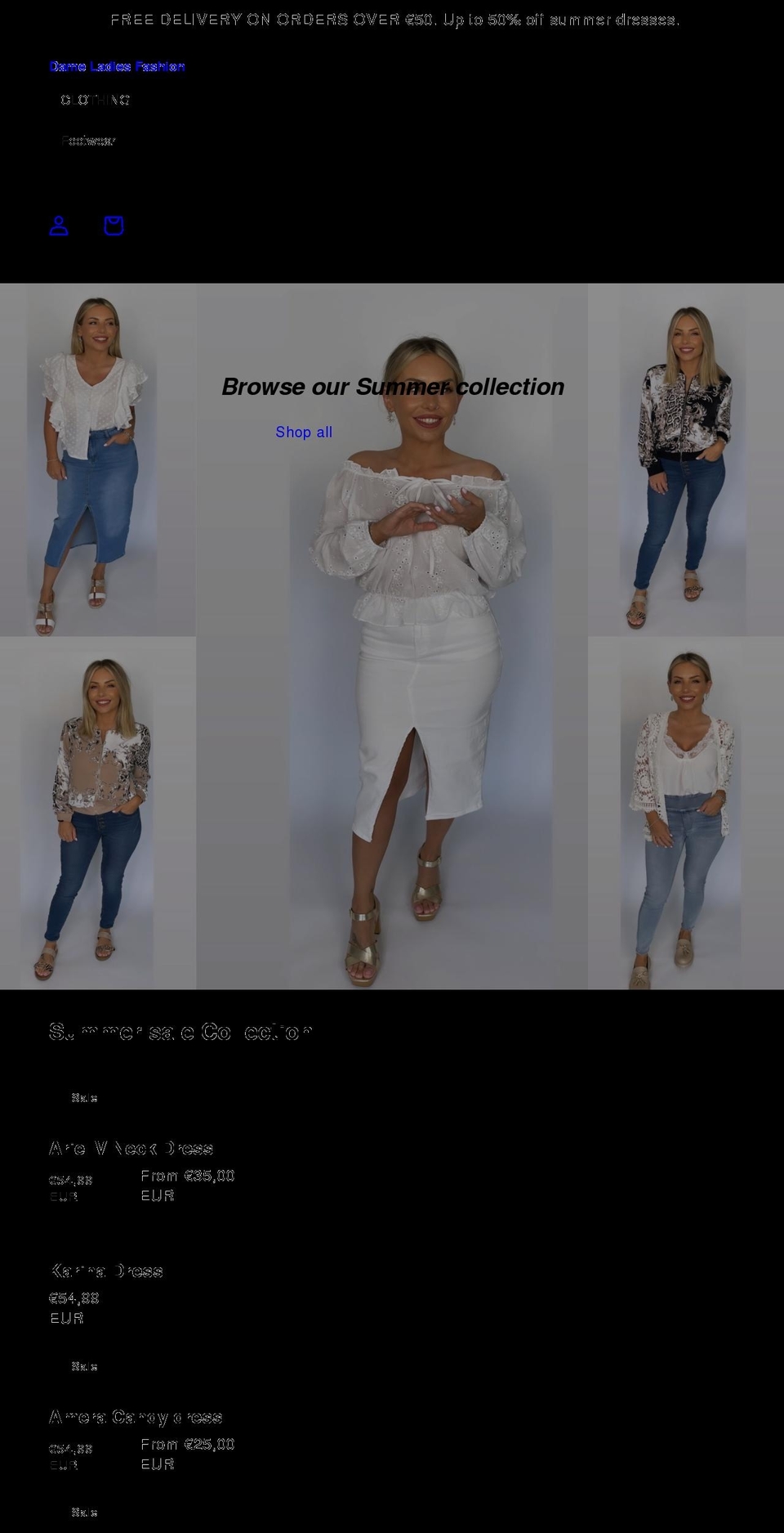 dameladiesfashion.ie shopify website screenshot