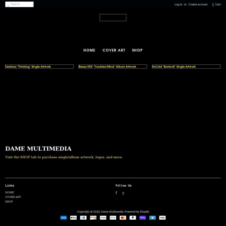 damemultimedia.com shopify website screenshot