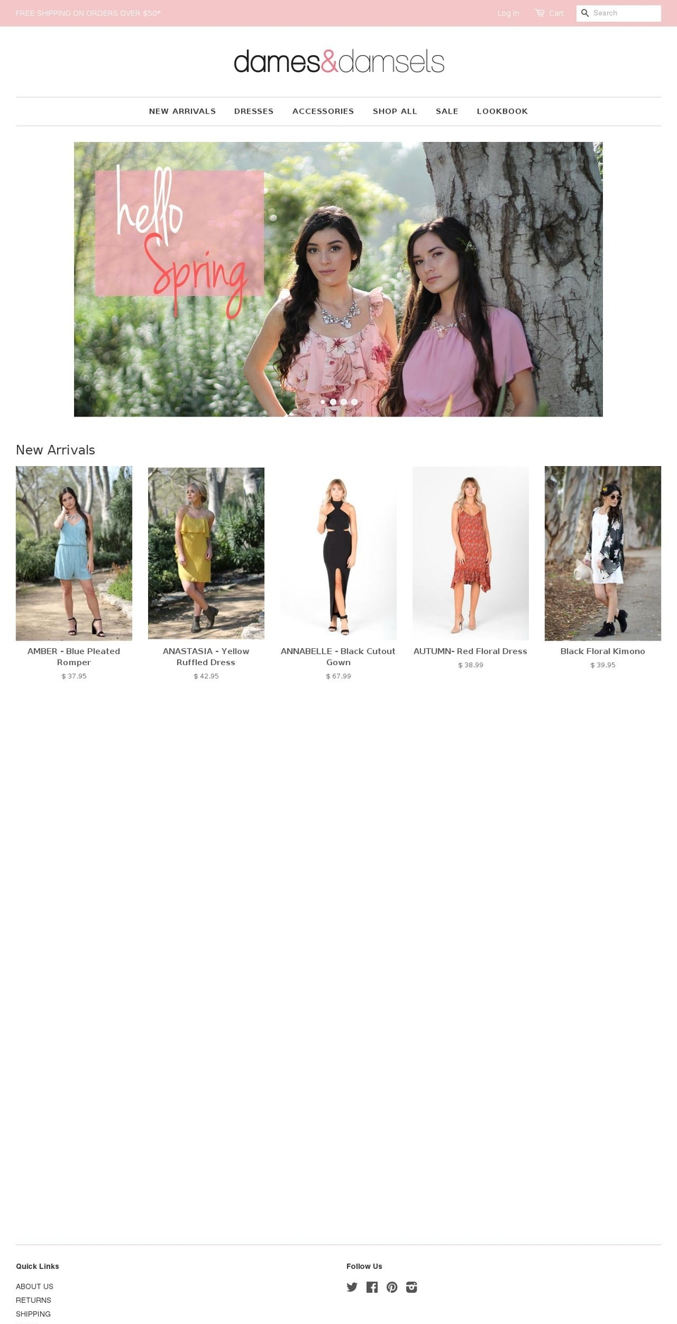damesanddamsels.com shopify website screenshot