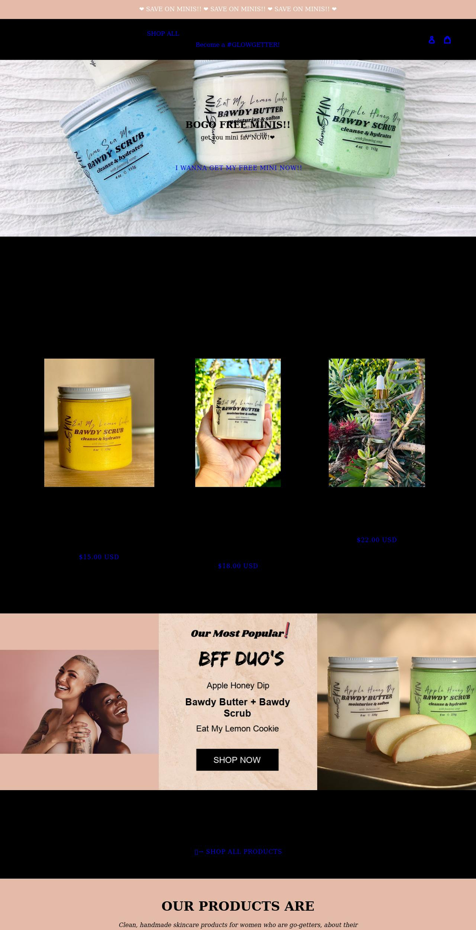 damiaskin.com shopify website screenshot