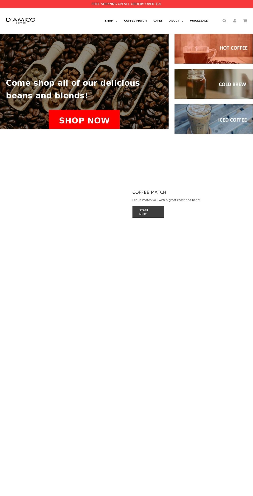 damicocoffee.com shopify website screenshot