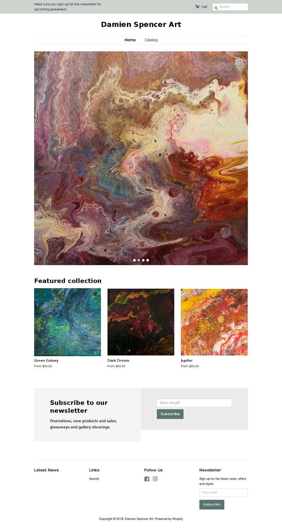 damienspencerstudios.com shopify website screenshot