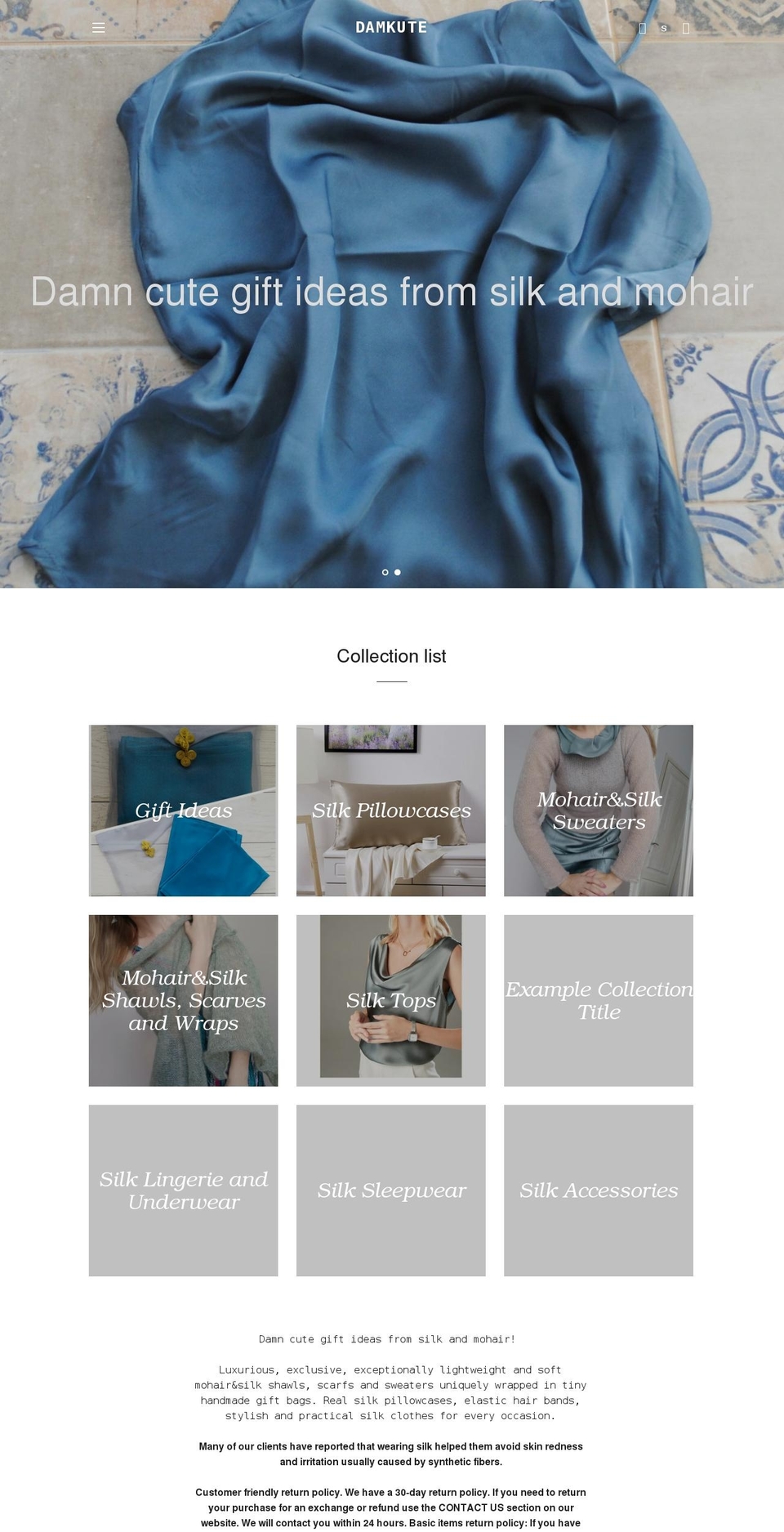 damkute.com shopify website screenshot