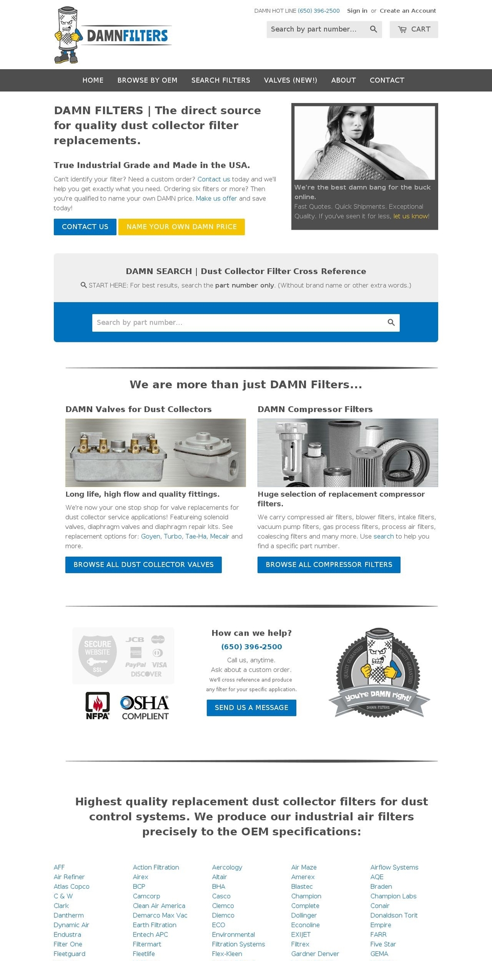 damnfilters.com shopify website screenshot