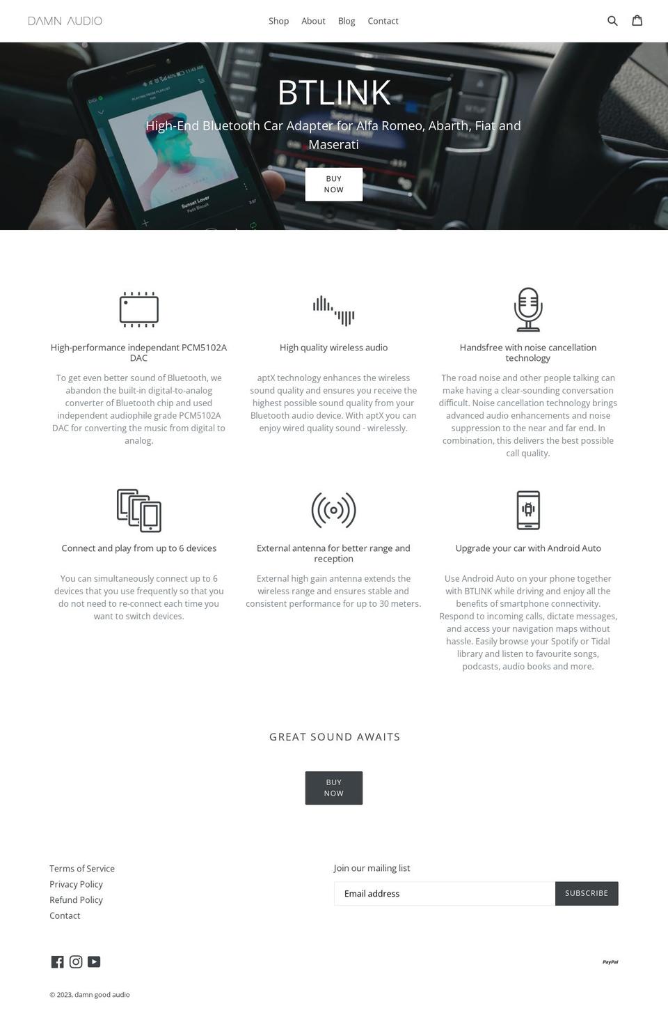 damngoodaudio.com — Shopify storefront screenshot