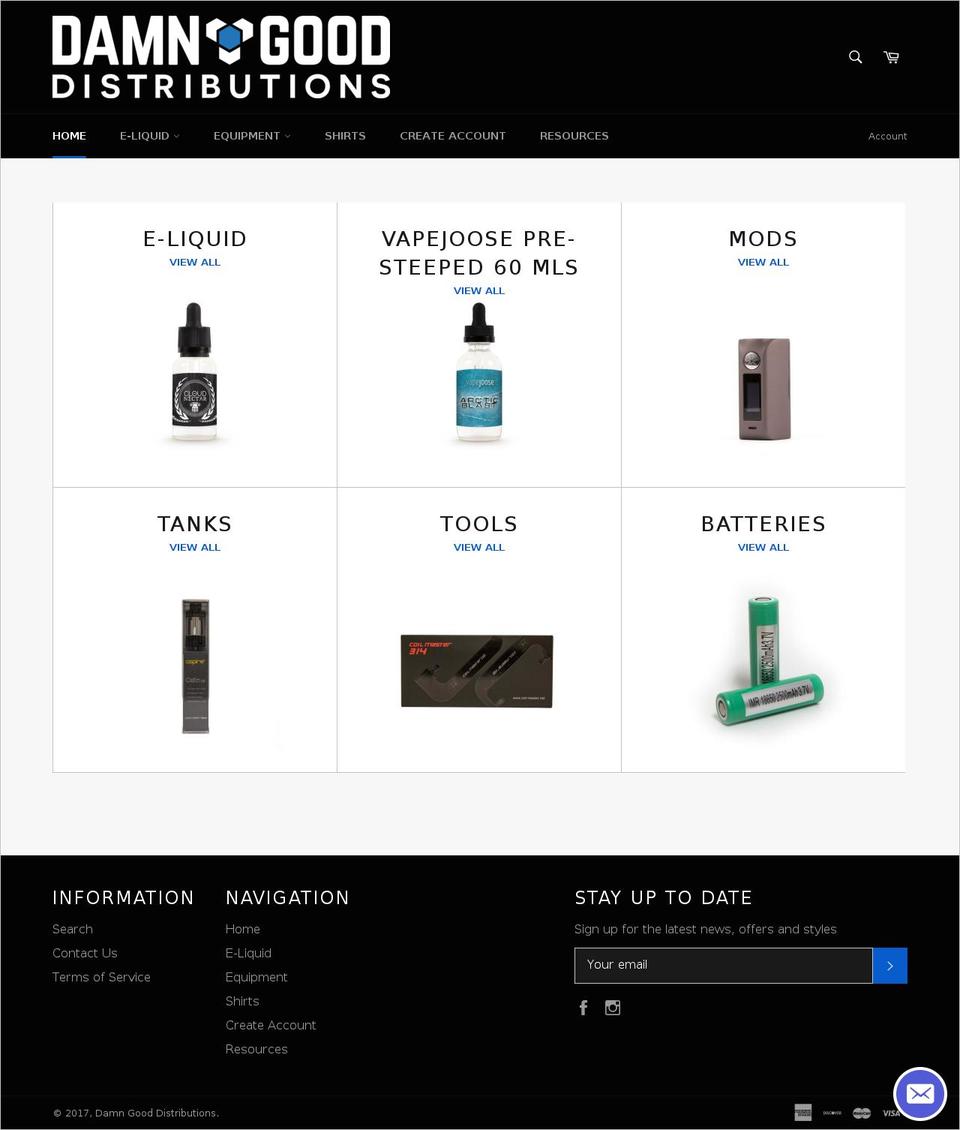 damngoodvapor.com shopify website screenshot
