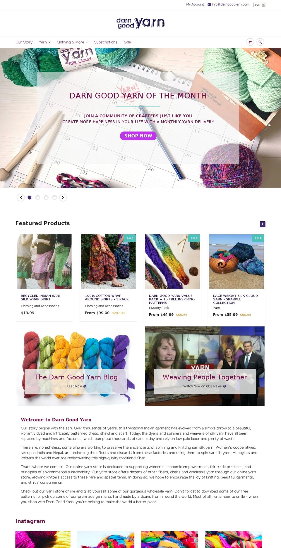 damngoodyarns.com shopify website screenshot