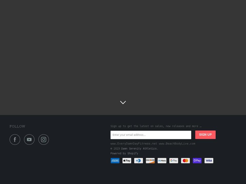 damnserenityathletics.com — Shopify storefront screenshot