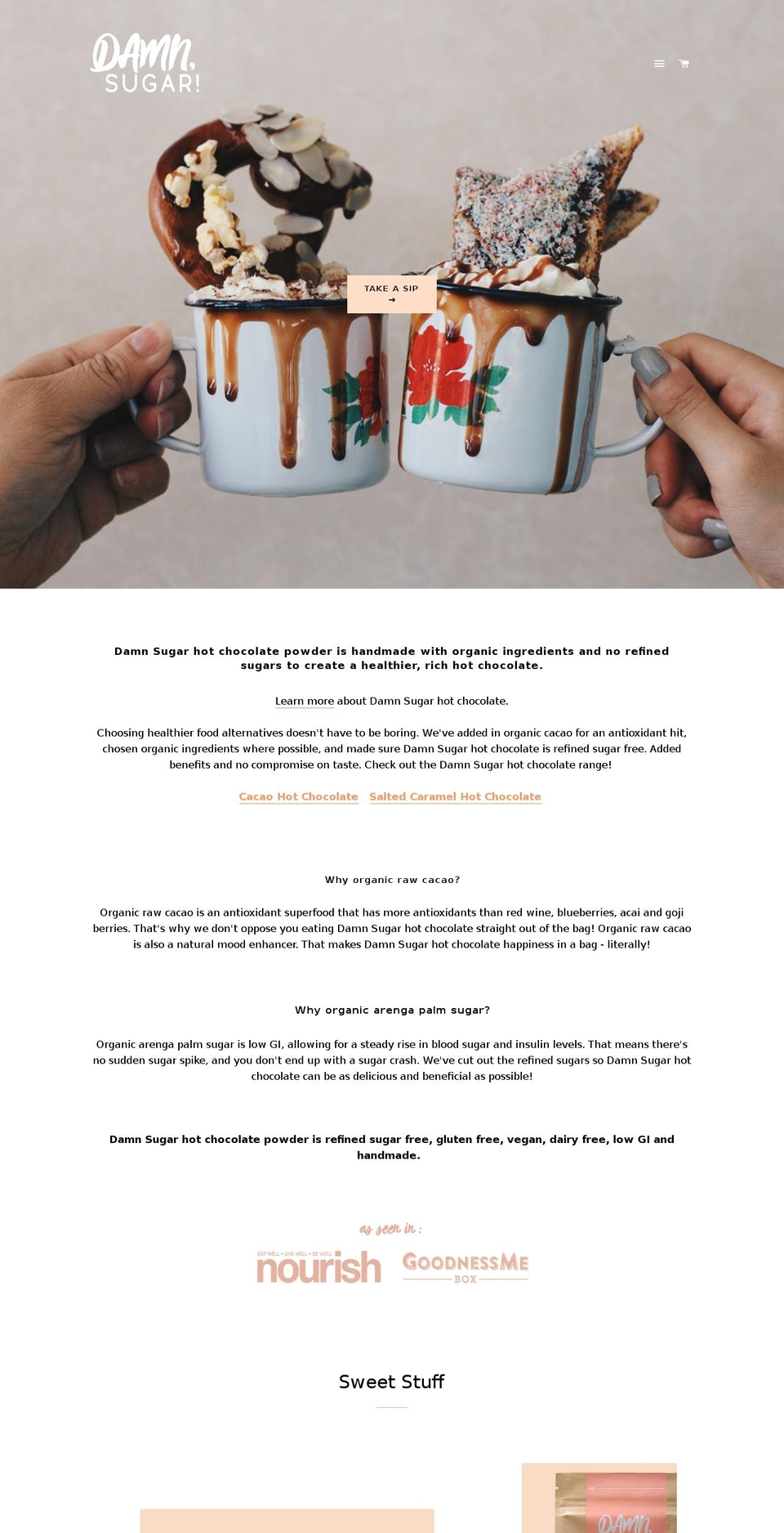 damnsugar.com shopify website screenshot