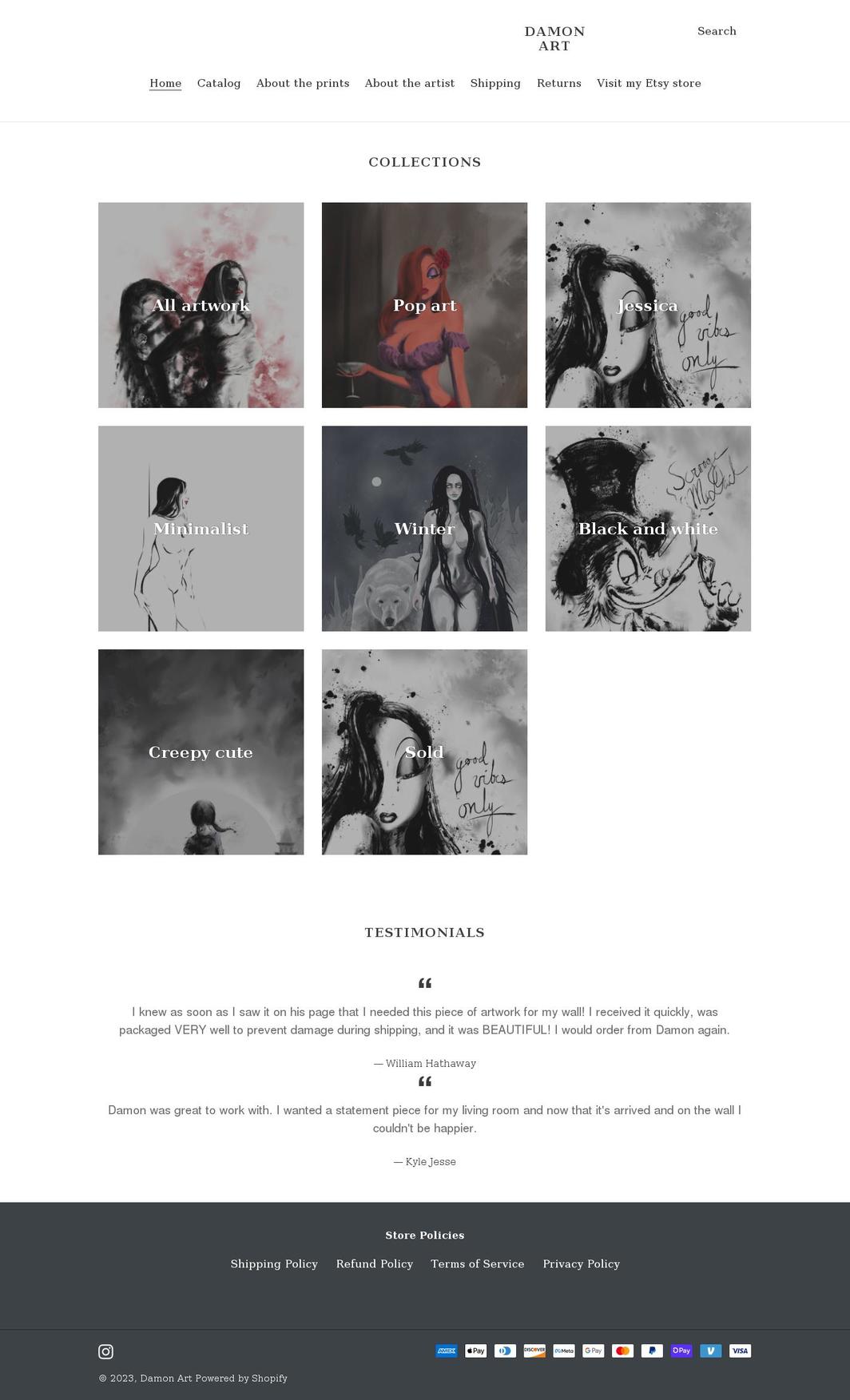 damon-art.com shopify website screenshot