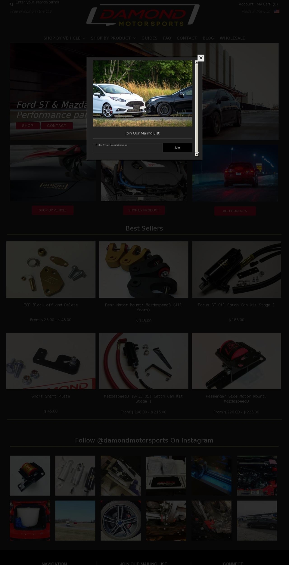 damondmotorsports.com shopify website screenshot