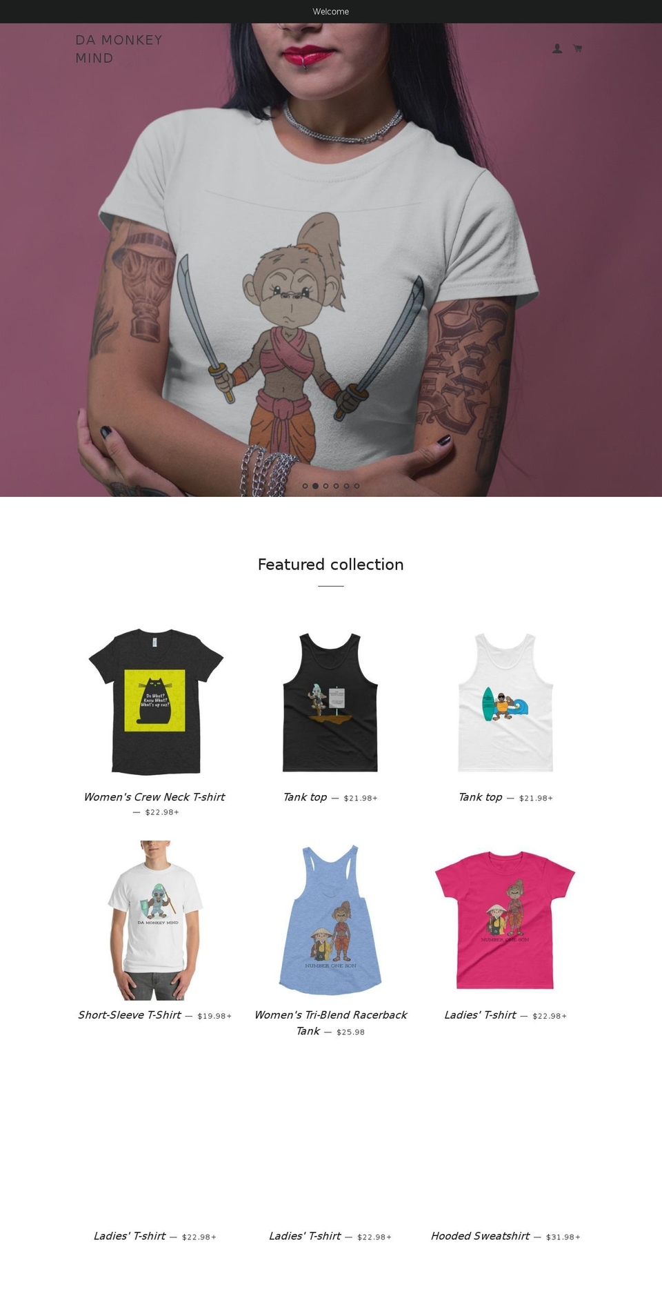 damonkeymind.com — Shopify storefront screenshot