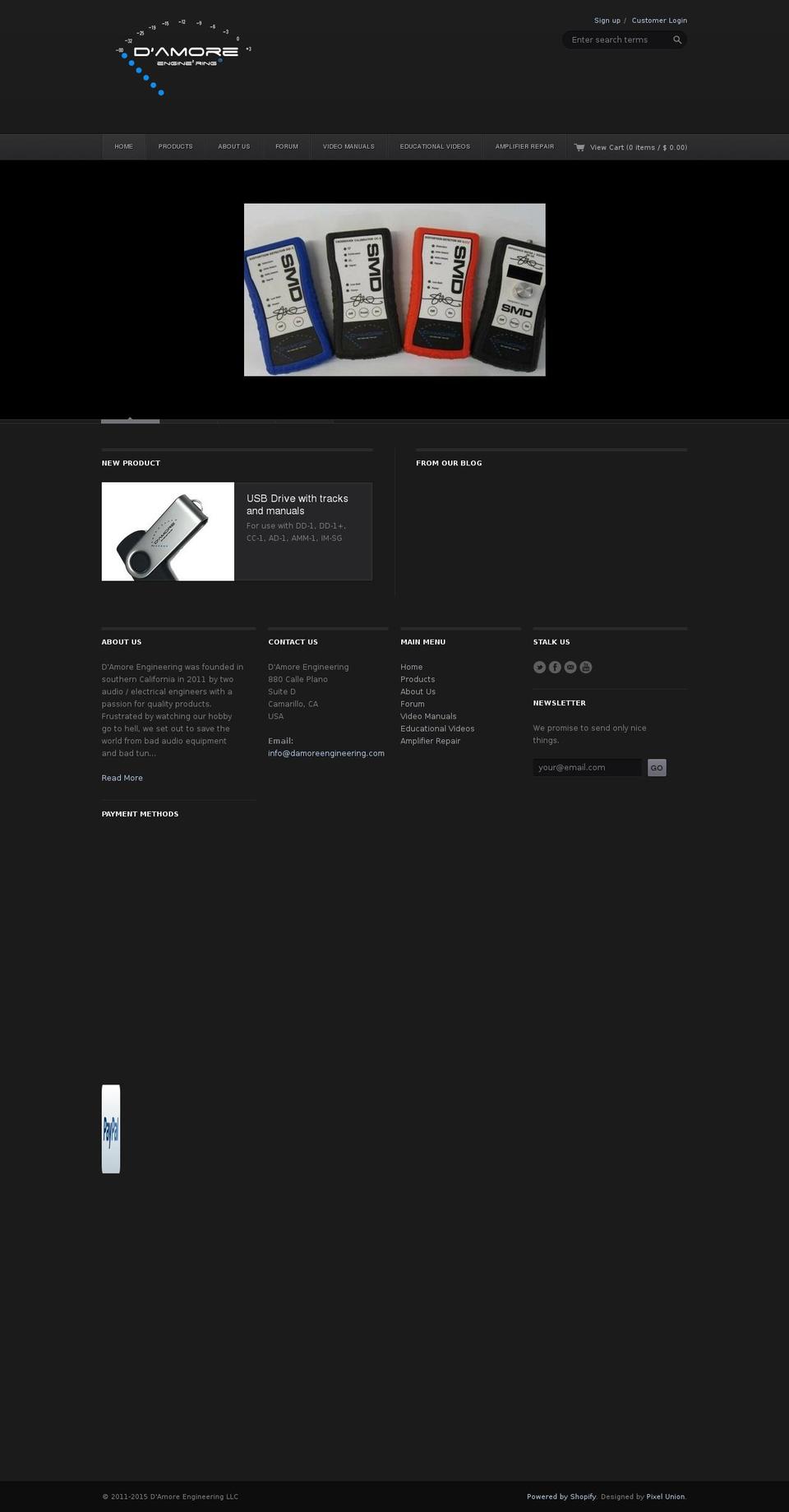 damoreengineering.com shopify website screenshot