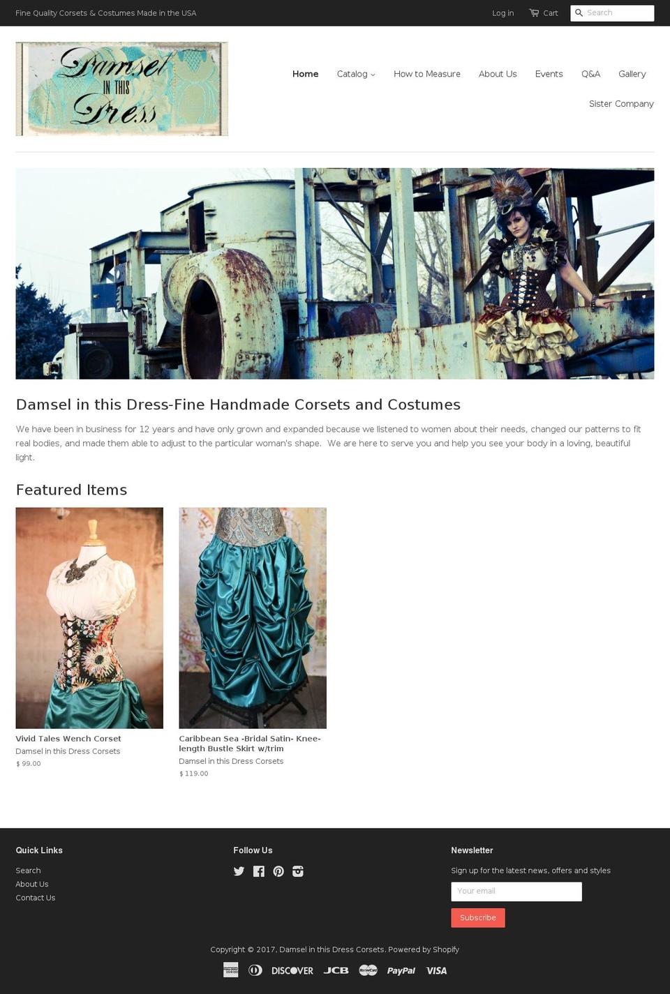 damselcorsets.com shopify website screenshot