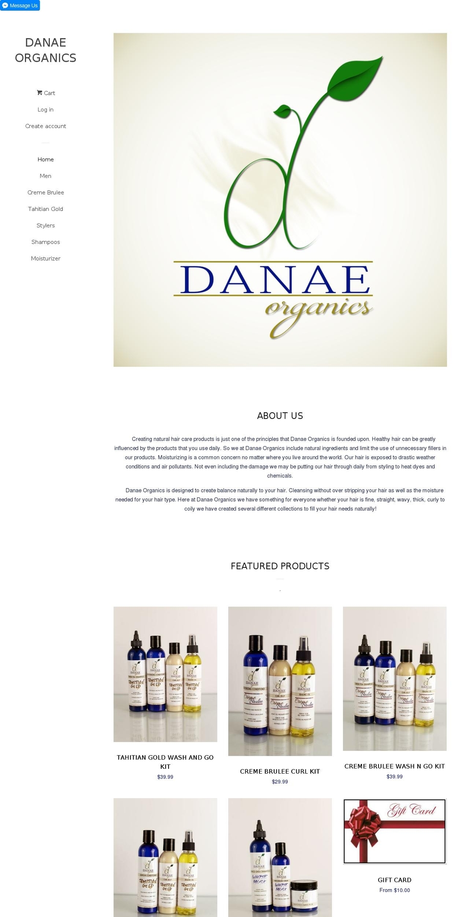 danaeorganics.net shopify website screenshot