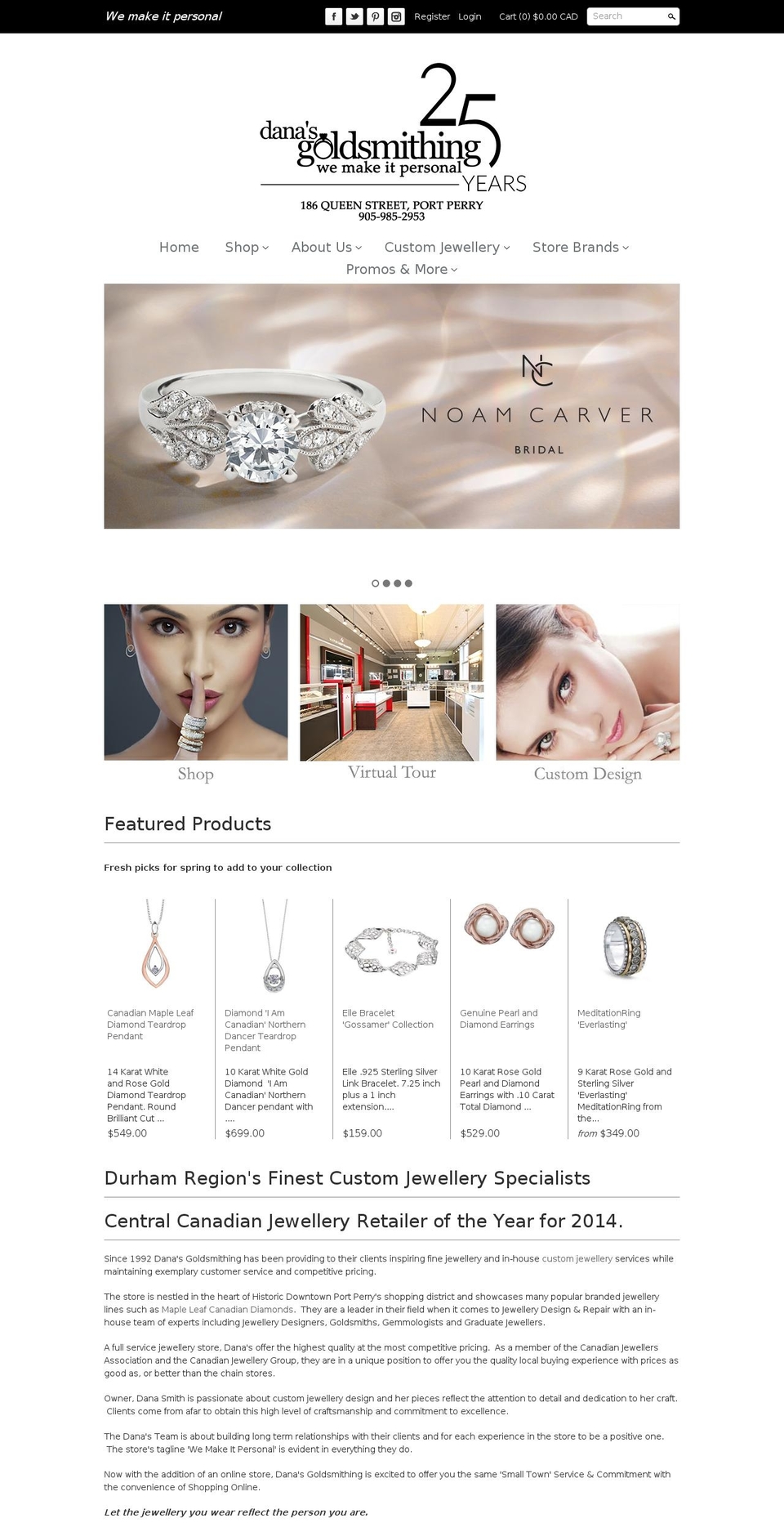 danasgoldsmithing.com shopify website screenshot