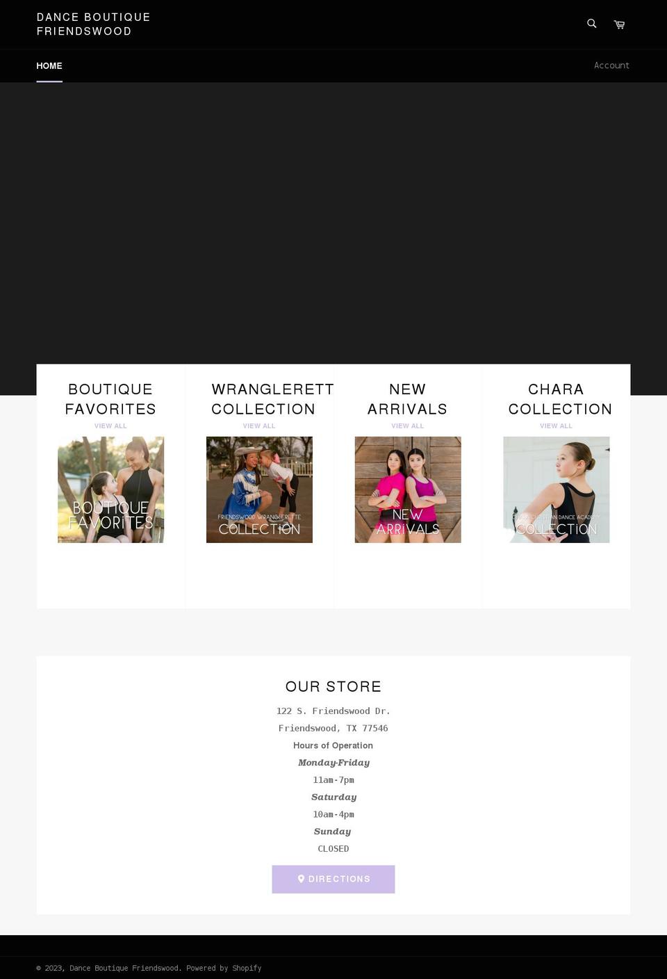 dance-boutique-friendswood.myshopify.com shopify website screenshot