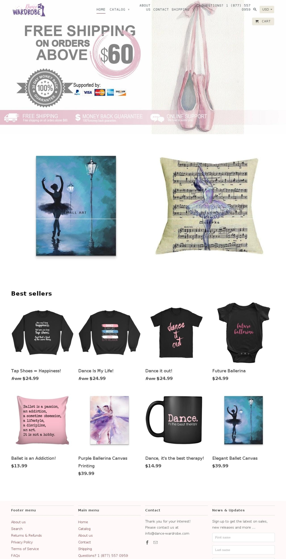 dance-wardrobe.com shopify website screenshot