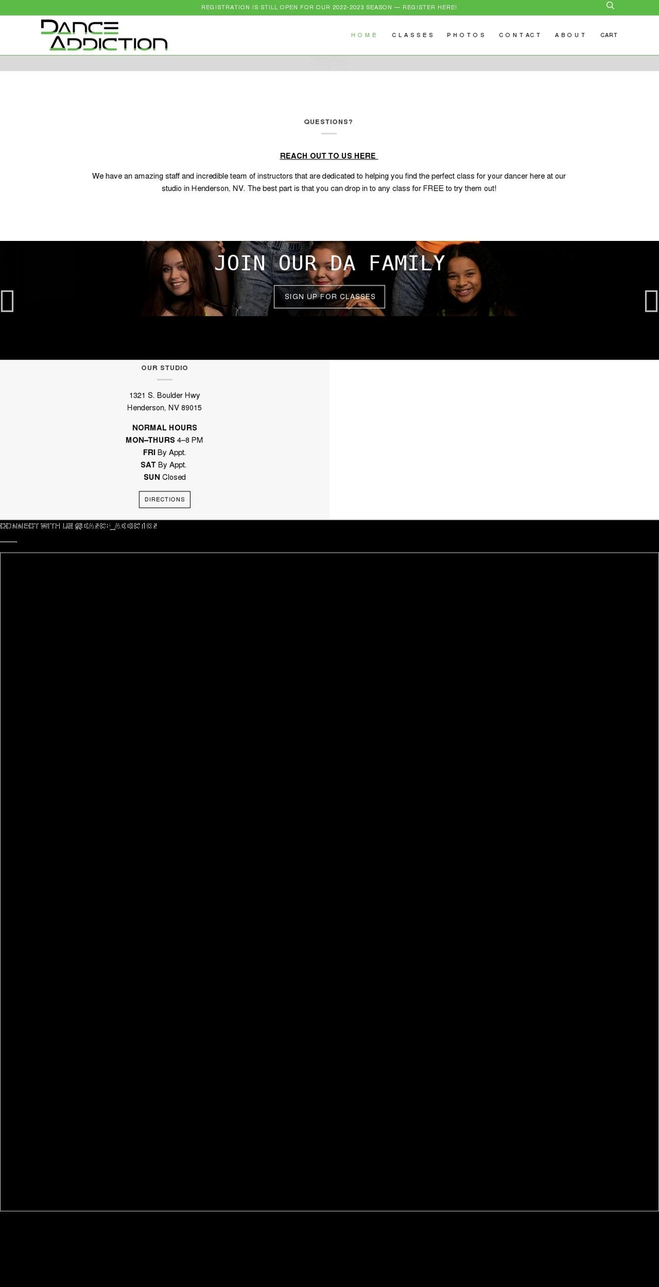 danceaddiction.net shopify website screenshot
