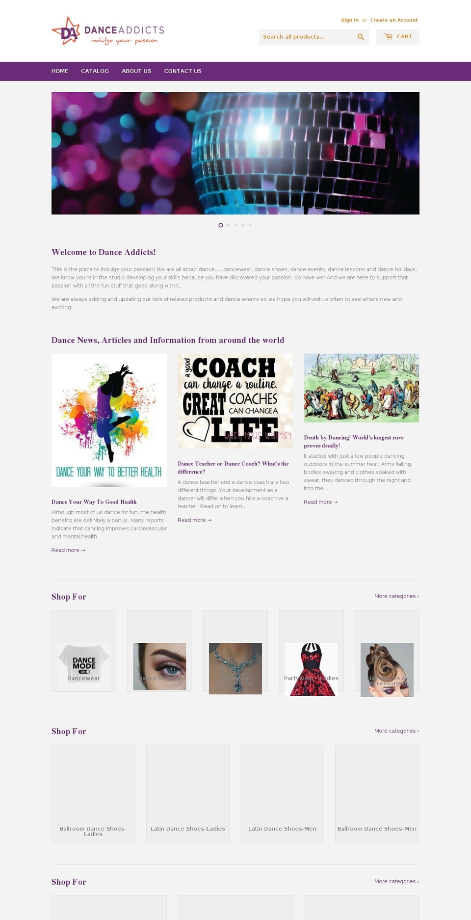danceaddicts.com — Shopify storefront screenshot
