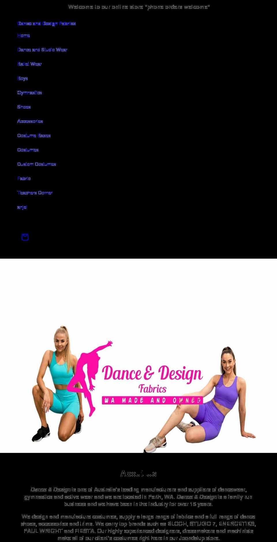 danceanddesign.com.au shopify website screenshot