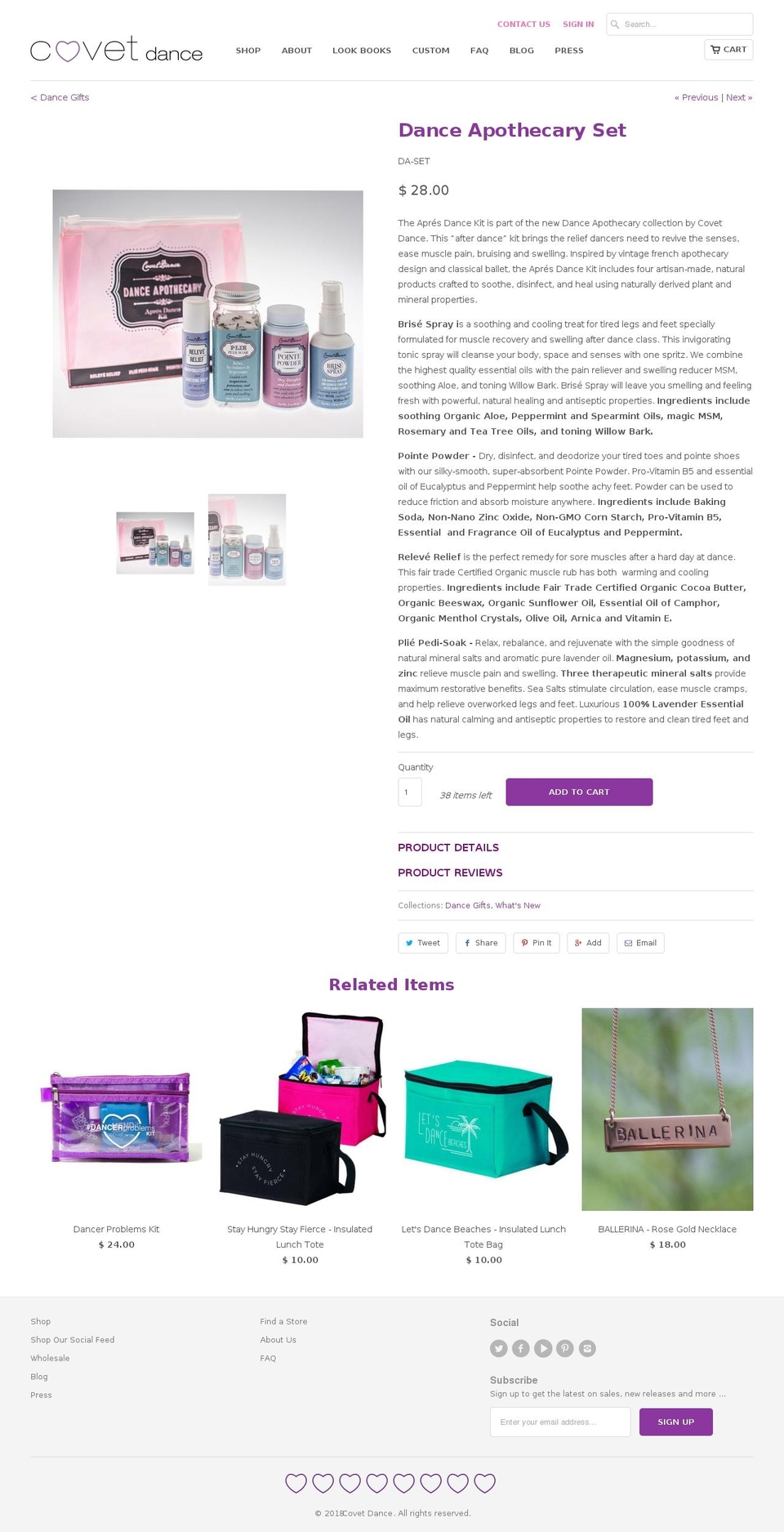 danceapothecary.com — Shopify storefront screenshot