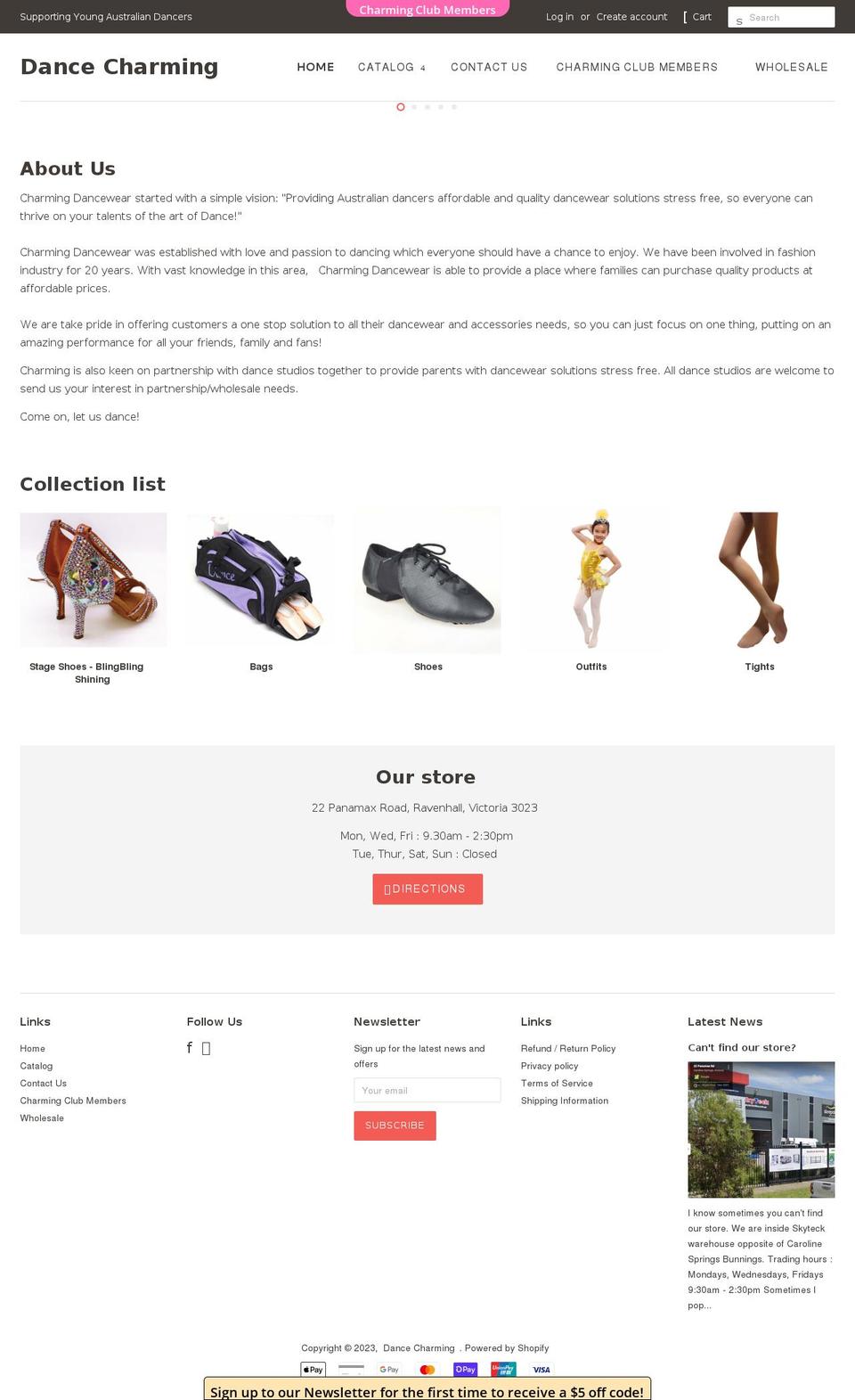dancecharming.com.au shopify website screenshot