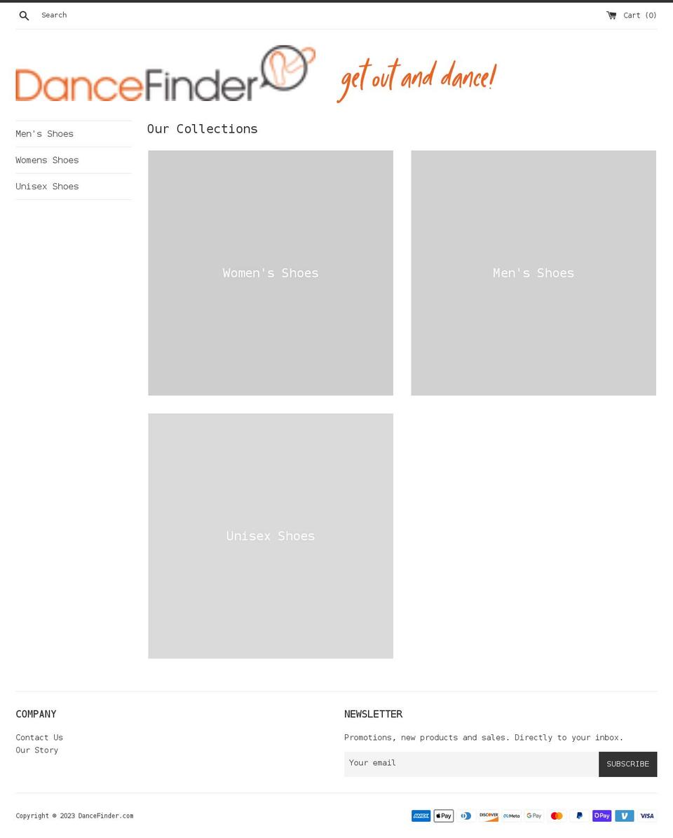 dancefinder.com shopify website screenshot