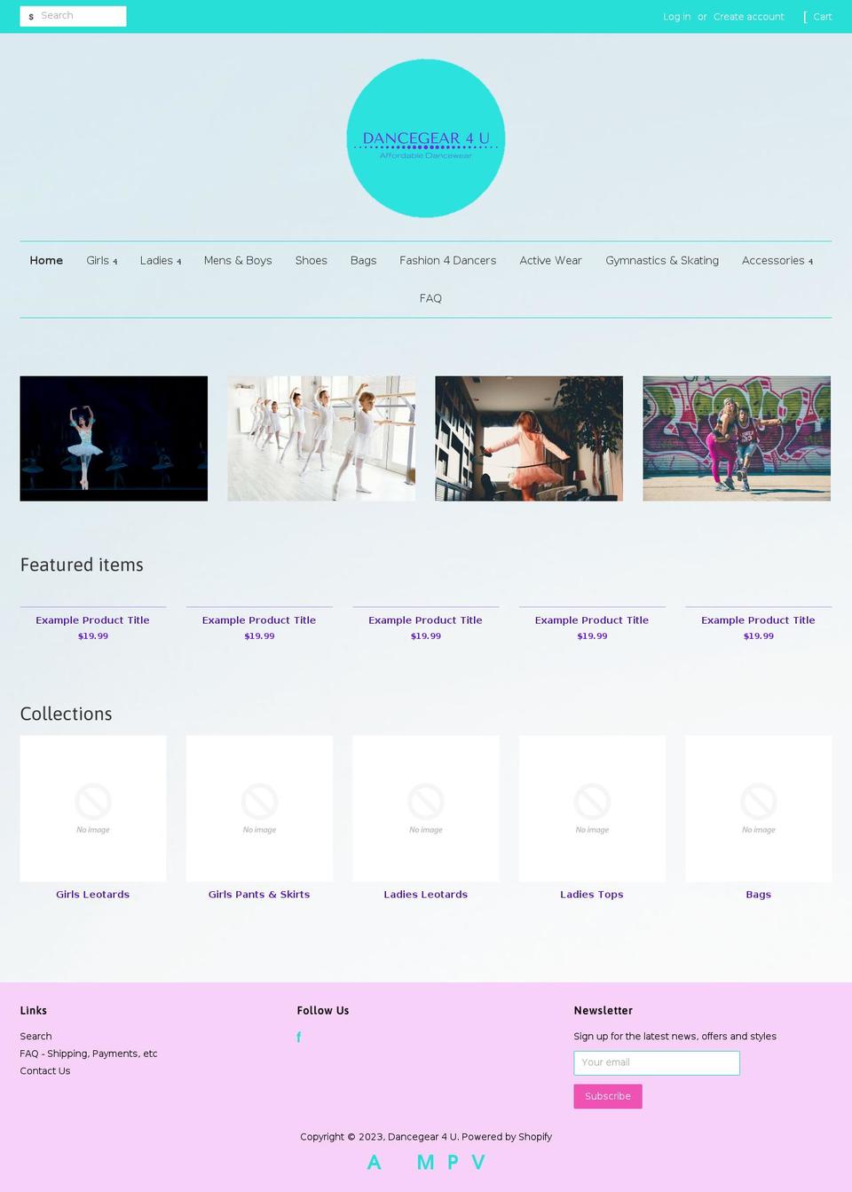 dancegear4u.com.au shopify website screenshot