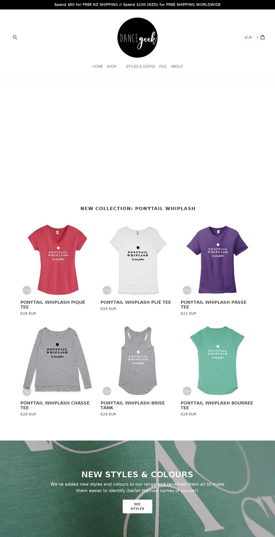 dancegeekapparel.com — Shopify storefront screenshot
