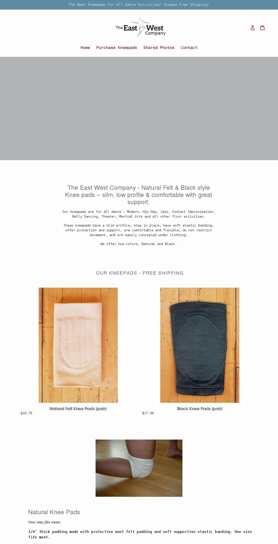 dancekneepads.com shopify website screenshot