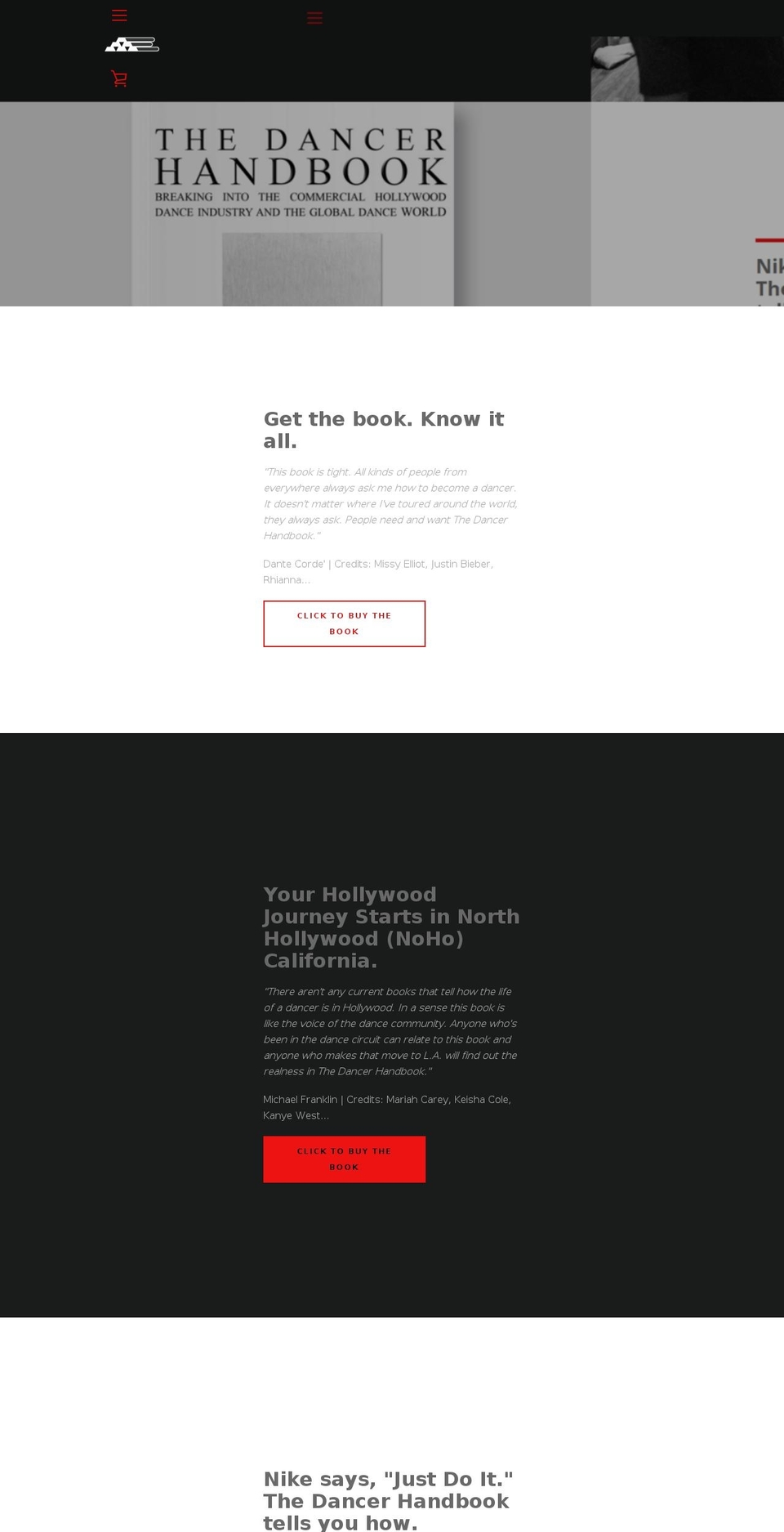 dancerhandbook.com — Shopify storefront screenshot