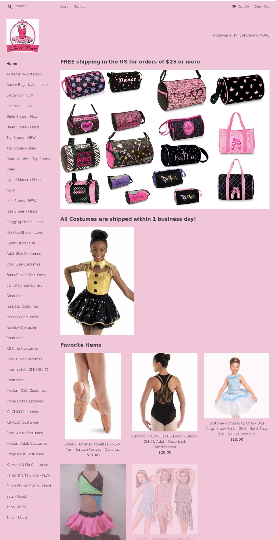 dancersclosetnc.com shopify website screenshot