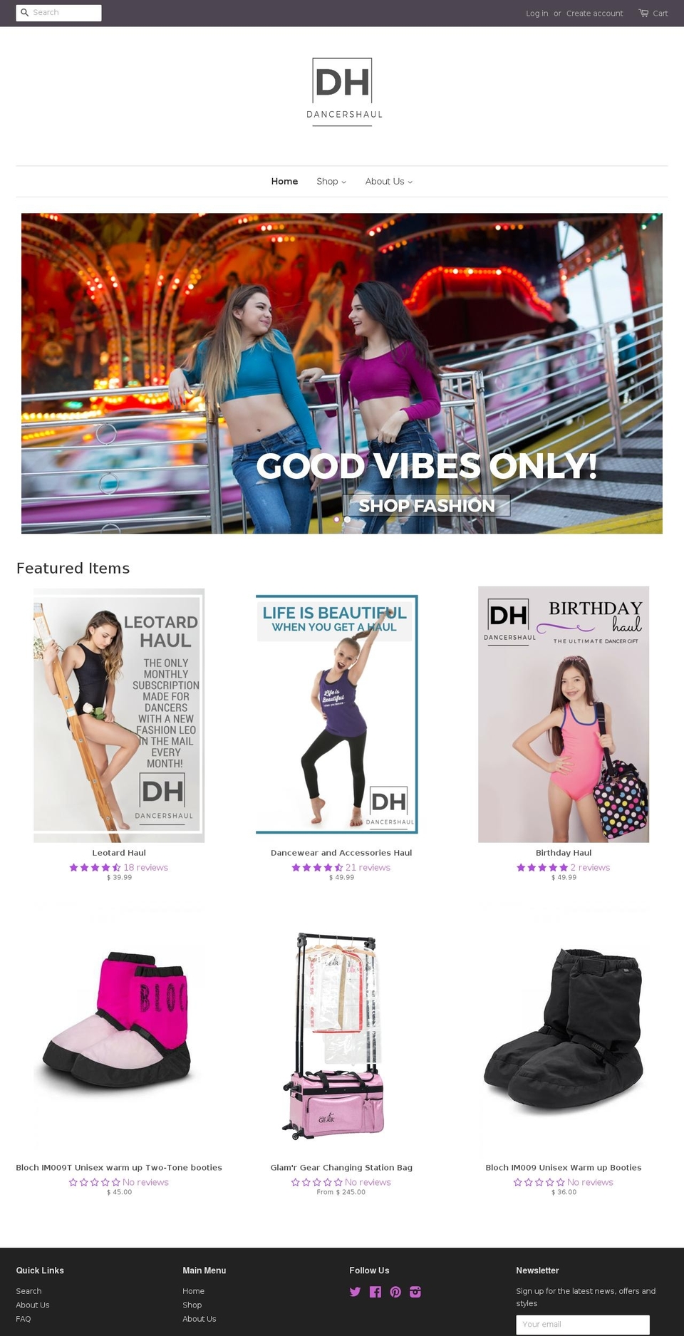 dancershaul.com shopify website screenshot