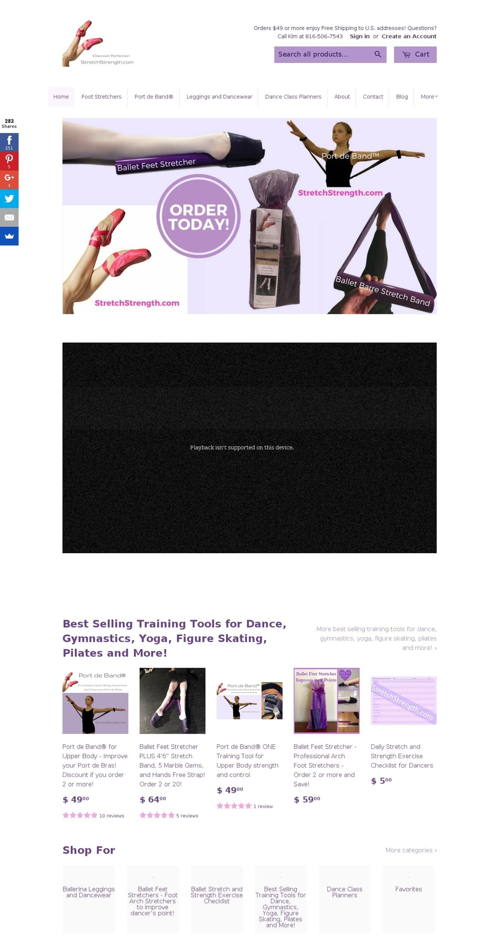 dancerstretch.com shopify website screenshot
